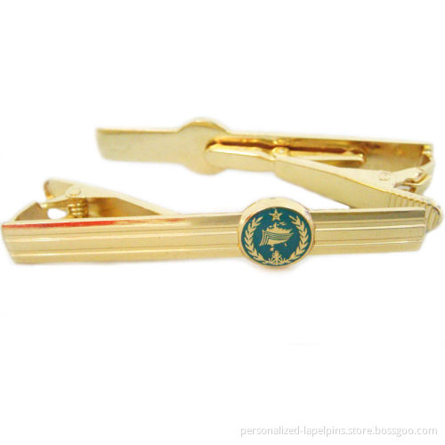 Oem Brass Epoxy Customized Logo Tie Bars Metal , Gold Plated Finish Suitable For Promotional